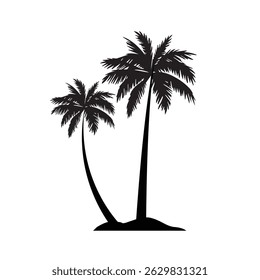Black Palm Tree Isolated on White Background,types of trees,this isolated palm tree silhouette image is versatile for backgrounds,nature themed.