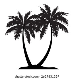 Black Palm Tree Isolated on White Background,types of trees,this isolated palm tree silhouette image is versatile for backgrounds,nature themed.