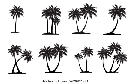 Black Palm Tree Isolated on White Background,types of trees,this isolated palm tree silhouette image is versatile for backgrounds,nature themed.