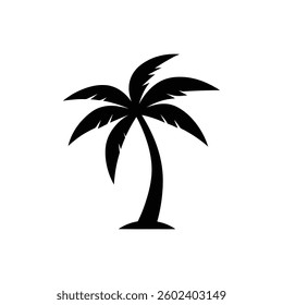 Black Palm Tree On White Background