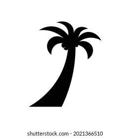 Black palm tree print icon isolated. palm tree or tree print. Natural. Vector Illustration