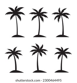 	
Black palm tree set vector illustration on white background silhouette art black white stock illustration	

