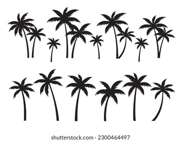 	
Black palm tree set vector illustration on white background silhouette art black white stock illustration	
