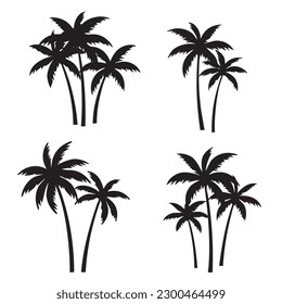 	
Black palm tree set vector illustration on white background silhouette art black white stock illustration	
