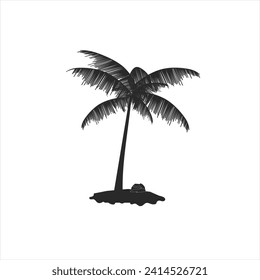 Black palm tree set vector illustration isolated on white background silhouette art black white stock illustration logo icon png. tropical, beach, landscape, paradise, coco, coconut background