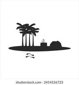 Black palm tree set vector illustration isolated on white background silhouette art black white stock illustration logo icon png. tropical, beach, landscape, paradise, coco, coconut background