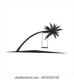 Black palm tree set vector illustration isolated on white background silhouette art black white stock illustration logo icon png. tropical, beach, landscape, paradise, coco, coconut background