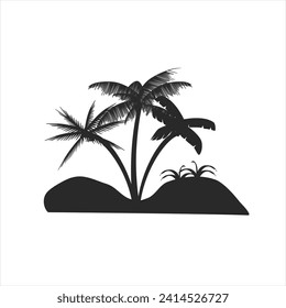 Black palm tree set vector illustration isolated on white background silhouette art black white stock illustration logo icon png. tropical, beach, landscape, paradise, coco, coconut background