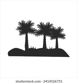 Black palm tree set vector illustration isolated on white background silhouette art black white stock illustration logo icon png. tropical, beach, landscape, paradise, coco, coconut background