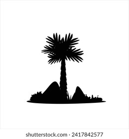 Black palm tree set vector illustration isolated on white background silhouette art black white stock illustration logo icon png. tropical, beach, landscape, paradise, coco, coconut background