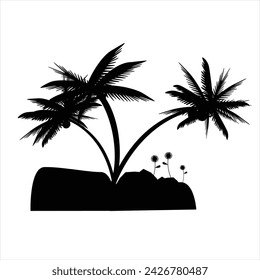 Black palm tree set vector illustration isolated on white background silhouette art black white stock illustration logo icon png. tropical, beach, landscape, paradise, coco, coconut background