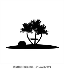 Black palm tree set vector illustration isolated on white background silhouette art black white stock illustration logo icon png. tropical, beach, landscape, paradise, coco, coconut background