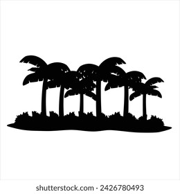 Black palm tree set vector illustration isolated on white background silhouette art black white stock illustration logo icon png. tropical, beach, landscape, paradise, coco, coconut background