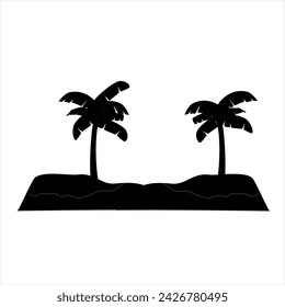 Black palm tree set vector illustration isolated on white background silhouette art black white stock illustration logo icon png. tropical, beach, landscape, paradise, coco, coconut background