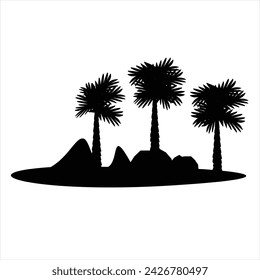 Black palm tree set vector illustration isolated on white background silhouette art black white stock illustration logo icon png. tropical, beach, landscape, paradise, coco, coconut background