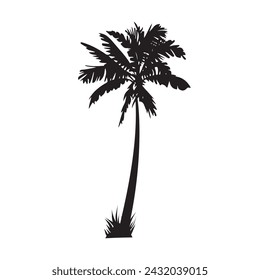 Black palm tree set vector illustration isolated on white background silhouette art black white stock illustration logo icon png. tropical, beach, landscape, paradise, coco, coconut background