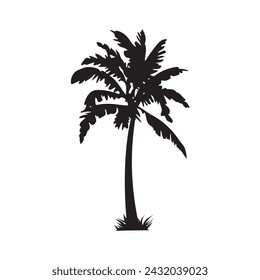 Conjunto de palmera negra ilustración vectorial aislado sobre fondo blanco arte de silueta blanco negro ilustración de stock icono de logotipo png. tropical, playa, paisaje, paraíso, coco, fondo de coco