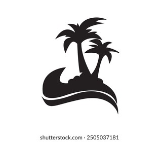 Black palm tree set vector illustration isolated on white background silhouette art black white