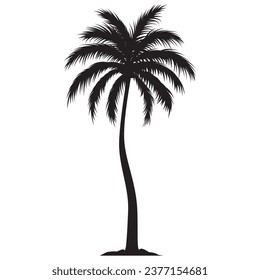 Forma de palmera negra, silueta de una planta exótica. Ilustración del vector aislada en fondo blanco
