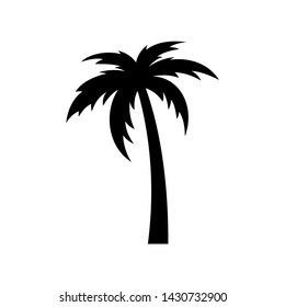 Black Palm Tree Silhouette Icon Logo Vector Illustration