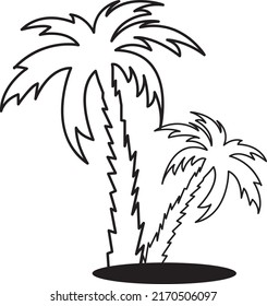 Black Palm Tree Silhouette Icon Logo Vector Illustration line art.eps
