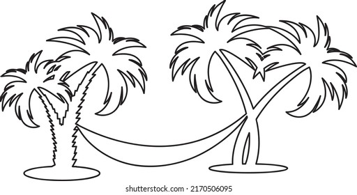 Black palm tree silhouette. Illustration line art design.eps
