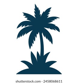 Black palm tree silhouette isolated on white background. Sketch vector illustration