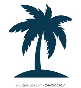 Black palm tree silhouette isolated on white background. Sketch vector illustration