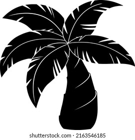 Schwarze Palmbaum Silhouette. handgezeichnete Vektorgrafik einzeln auf weißem Hintergrund