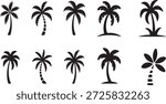 Black palm tree silhouettes on white background palm trees tropical