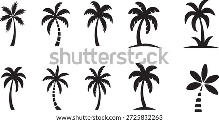 Black palm tree silhouettes on white background palm trees tropical