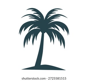 Siluetas de palmeras negras, Ilustración vectorial para carteles, Anuncios y proyectos de diseño. palmera con hojas dentadas y un tronco delgado sobre un fondo blanco, dando un aspecto limpio y minimalista