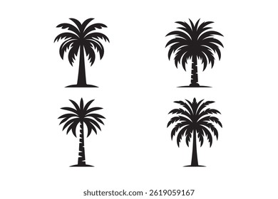 Black Palm Tree Vector Art – Summer Island Nature Design.