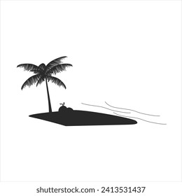 Black palm tree vector illustration on white background silhouette art black white stock illustration coco png