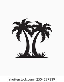 Black palm tree vector illustration on white background silhouette