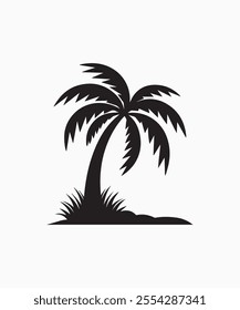 Black palm tree vector illustration on white background silhouette