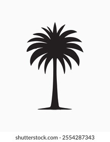 Black palm tree vector illustration on white background silhouette