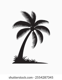 Black palm tree vector illustration on white background silhouette