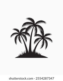 Black palm tree vector illustration on white background silhouette