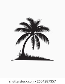 Black palm tree vector illustration on white background silhouette