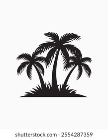 Black palm tree vector illustration on white background silhouette