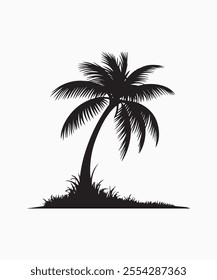 Black palm tree vector illustration on white background silhouette