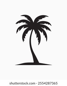 Black palm tree vector illustration on white background silhouette