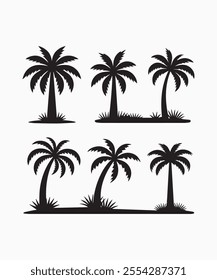 Black palm tree vector illustration on white background silhouette