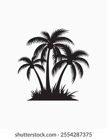 Black palm tree vector illustration on white background silhouette