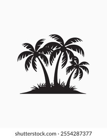 Black palm tree vector illustration on white background silhouette