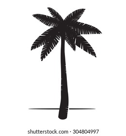 Black Palm Tree. Vector Illustration.