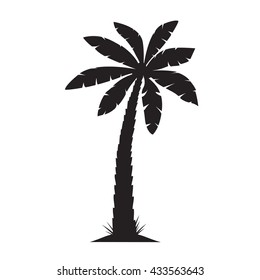 Palmera Negra. Ilustración vectorial sobre fondo blanco.