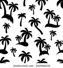 Black palm trees icons seamless pattern vector illustration