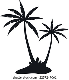 Black palm trees isolated on white background. Palm trees silhouettes. Palm trees design for posters, banners and promotional materials. Vector illustration